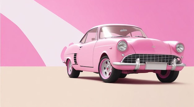 Papel pintado rosa coche Cassic
