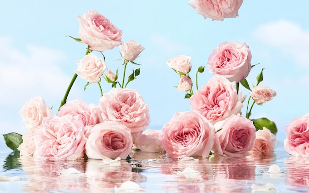 Papel pintado rosa para la exhibición de productos que muestran productos en un fondo rosa rosa