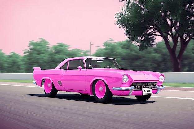 Papel pintado rosado del coche de Cassic