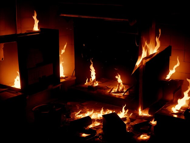 Papel quemado en un cuarto oscuro.