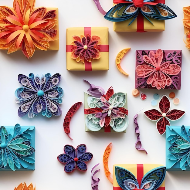 Papel quilling envoltura de papel azulejo de patrones sin fisuras