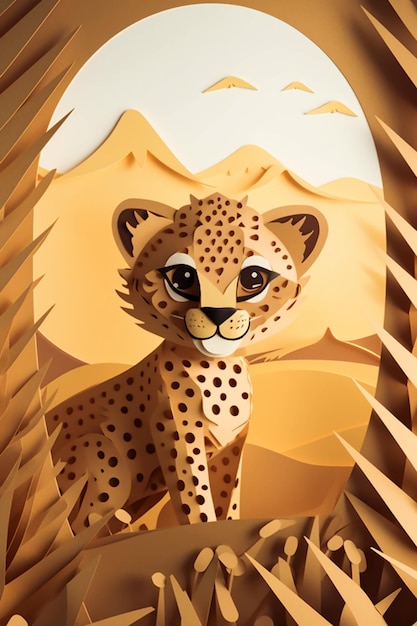 Un papel recortado de un guepardo con la palabra guepardo.