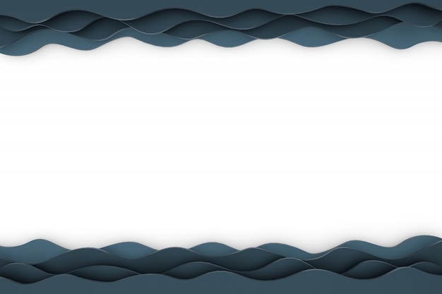 Papel de renderizado 3D corte patrón de onda telón de fondo negro para el fondo