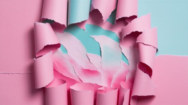 Papel roto de color rosa y azul pastel