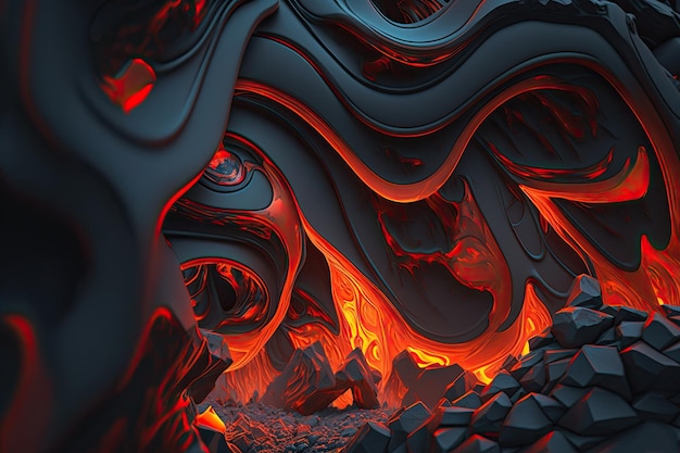 Un papel tapiz abstracto con temas de lava Roca fundida encontrada en volcanes