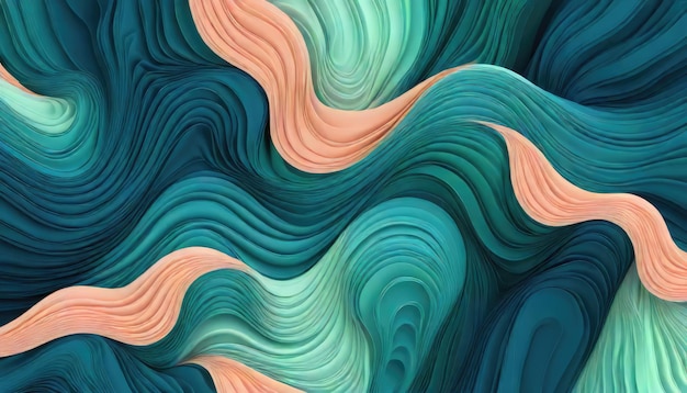 Papel tapiz abstracto tranquilo en tonos oscuros de celadón verde cerúleo y puff de melocotón