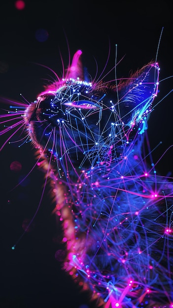 papel tapiz de arte animal pájaro perro gato tendencia colorido color neón 3D
