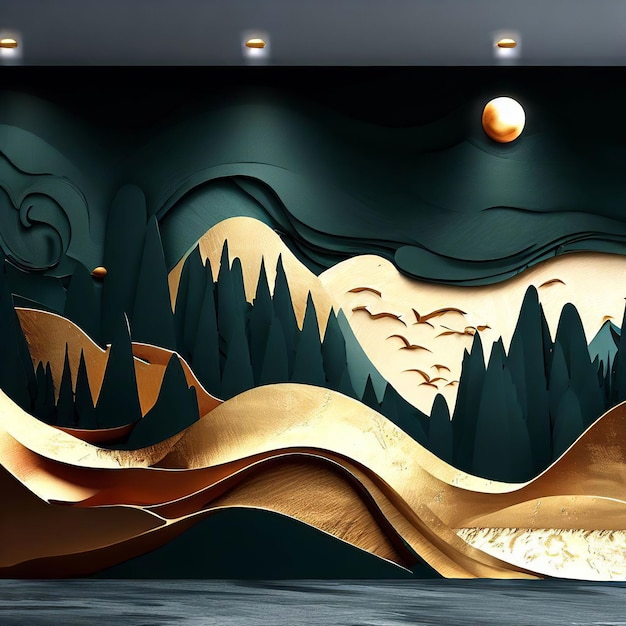 Papel tapiz de arte de pared mural interior moderno y creativo de abstracción 3d