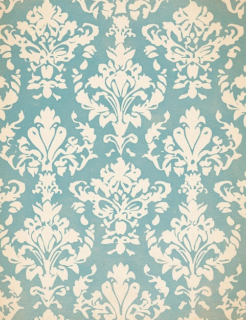 un papel tapiz azul y beige con un patrón floral
