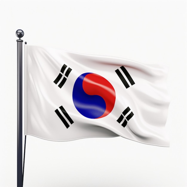 Papel tapiz de la bandera de Corea con fondo blanco en lo alto