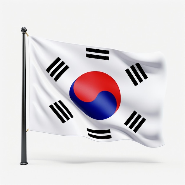 Papel tapiz de la bandera de Corea con fondo blanco en lo alto