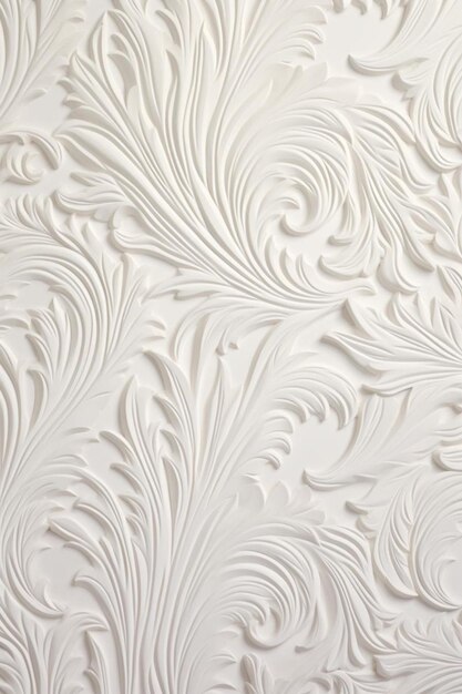 Foto un papel tapiz blanco con un patrón de hojas y flores