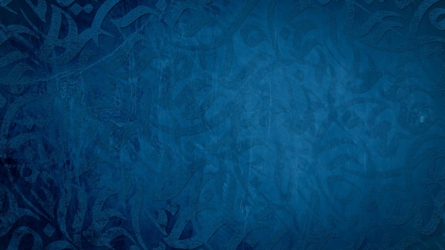 papel tapiz de caligrafía árabe en una pared con un fondo azul y papel viejo entrelazado