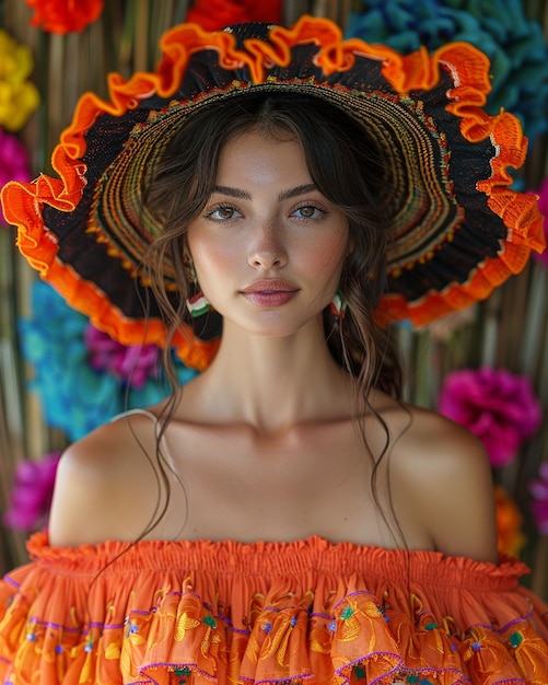 Foto un papel tapiz caprichoso de la moda mexicana