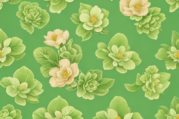 papel tapiz clásico patrón de flores vintage sin costuras en fondo verde