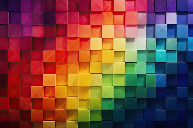 Un papel tapiz colorido con un patrón de arcoíris de cuadrados.
