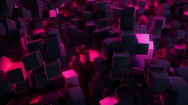 El papel tapiz del cubo 3D es de color rojo brillante moderno