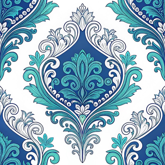 Papel tapiz de Damasco azul y azulado