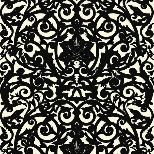 Papel tapiz de Damasco en blanco y negro