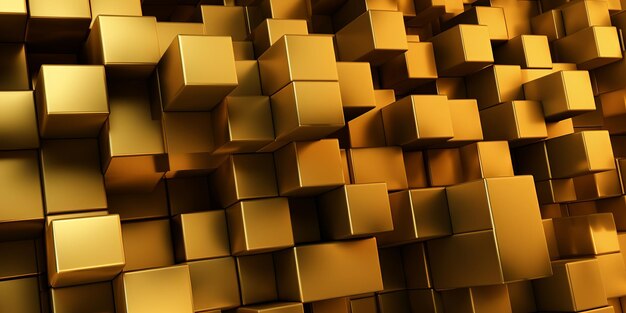 Papel tapiz digital que presenta minimalismo abstracto con un diseño de bloques dorados que exuda una estética elegante y sofisticada en una composición visualmente cautivadora Generative Ai