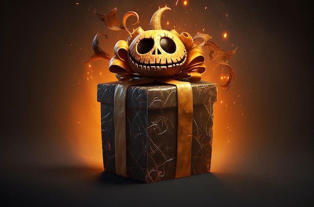 El papel tapiz del diseño de la caja de regalos oscura de Halloween