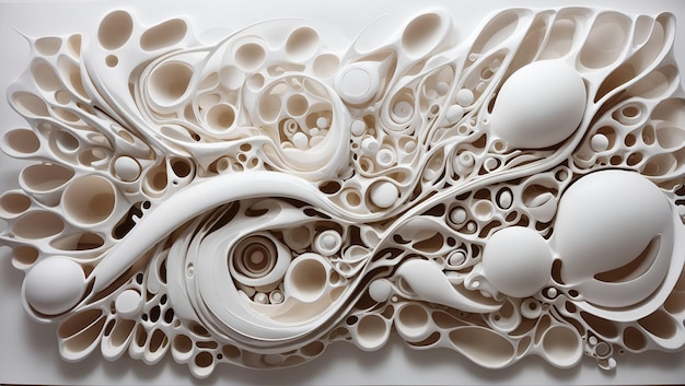 Papel tapiz de diseño de fondo de ilustraciones 3d de color blanco de pintura biomórfica abstracta