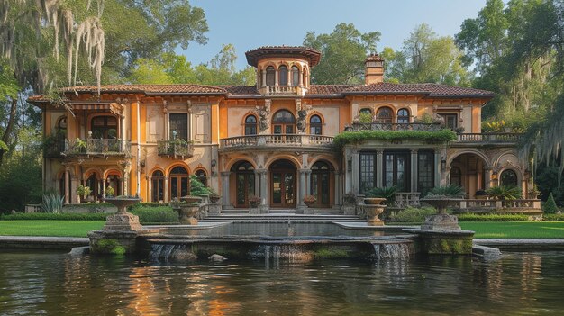 Foto un papel tapiz elaborado en un palacio frente al mar