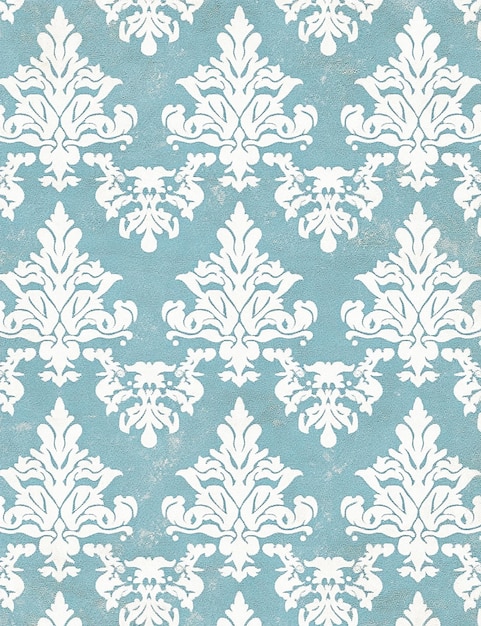un papel tapiz floral azul y blanco con un patrón floral