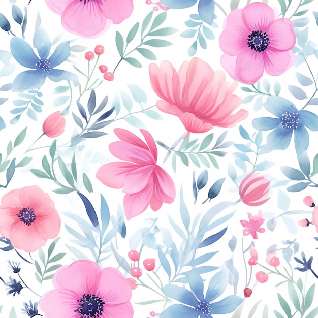un papel tapiz floral con flores y hojas rosas