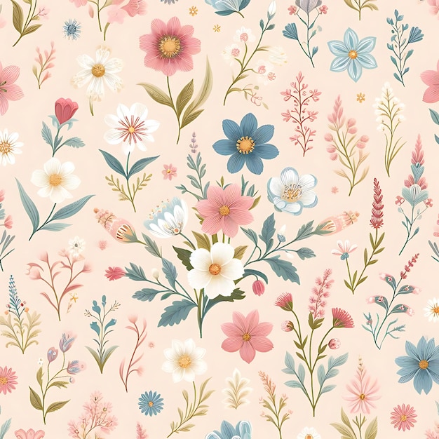 un papel tapiz floral con flores y hojas