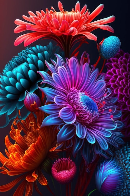 El papel tapiz de las flores 8k 3d hiperrealista