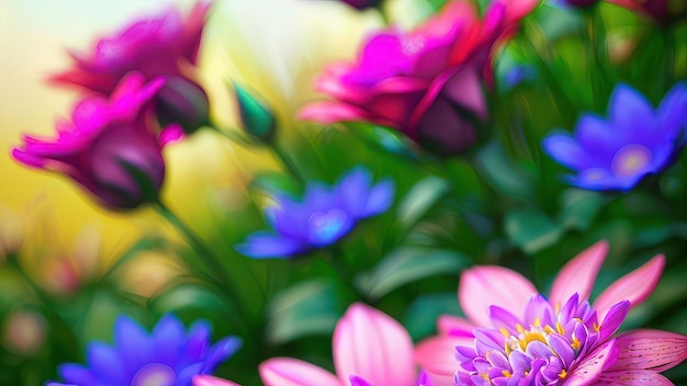 Foto un papel tapiz de flores de colores con un fondo de flores de colores.