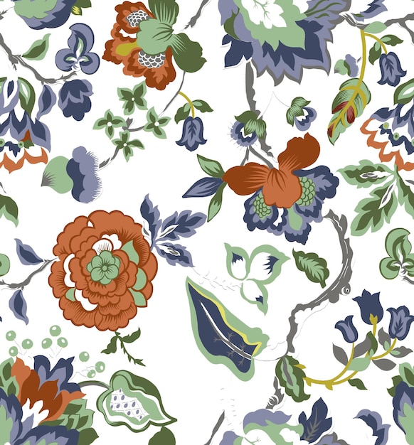 un papel tapiz con flores y hojas y una cara