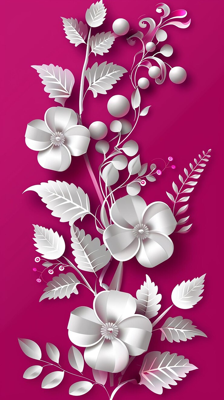 un papel tapiz con flores y hojas de papel