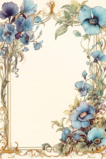 un papel tapiz con flores y mariposas azules