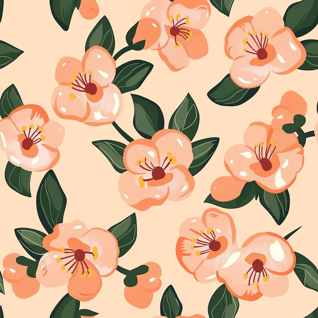 un papel tapiz con flores rosas y hojas verdes