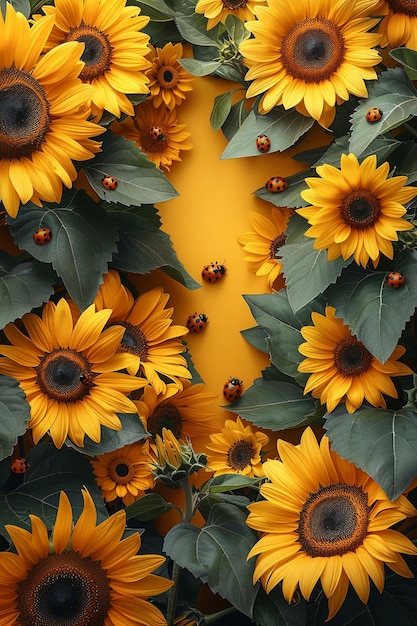 Foto un papel tapiz de fondo amarillo brillante de girasol