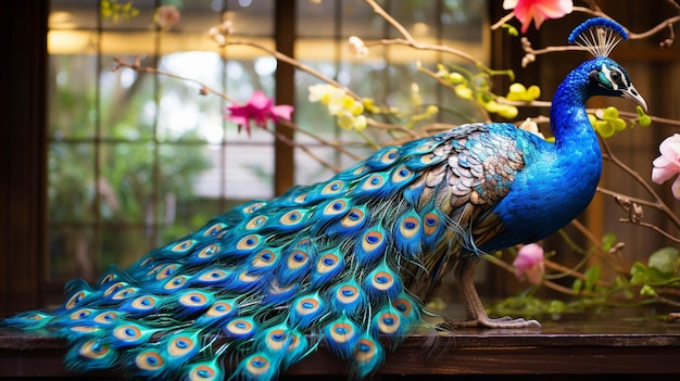 Papel tapiz de fondo creativo de fotografía de alta definición de pavo real