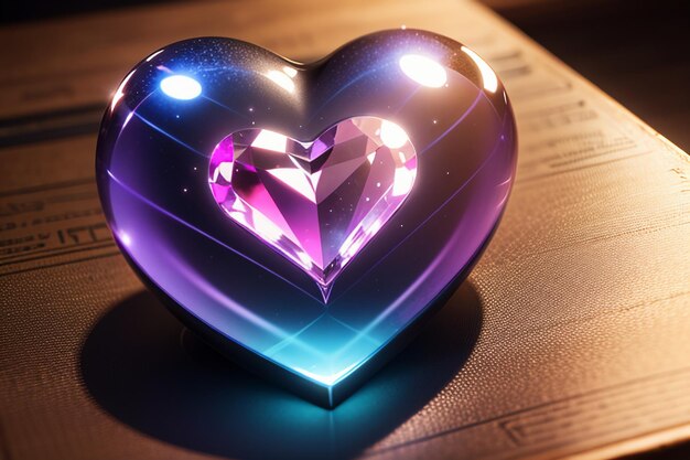 Foto papel tapiz de fondo hermoso cristalino con efecto especial de cristal en forma de corazón