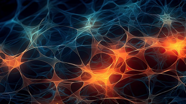 Papel tapiz futurista de neón con células neuronales ilustración generada por IA