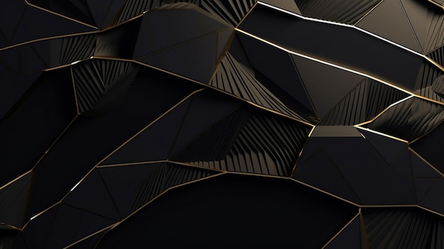Papel tapiz geométrico moderno Fondo negro y dorado Ilustración 3d