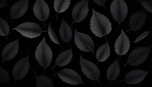 Papel tapiz de hoja negra con fondo oscuro