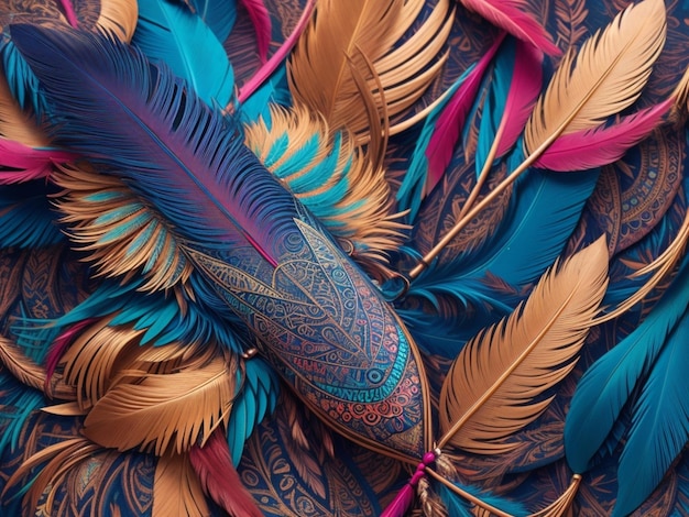 Papel tapiz inspirado en las plumas de Boho