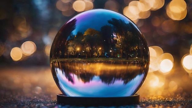 Foto papel tapiz de luces reflejadas en una burbuja