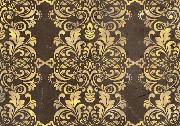 un papel tapiz marrón y dorado con un patrón floral