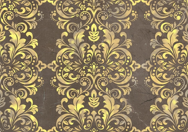 un papel tapiz marrón y dorado con un patrón floral