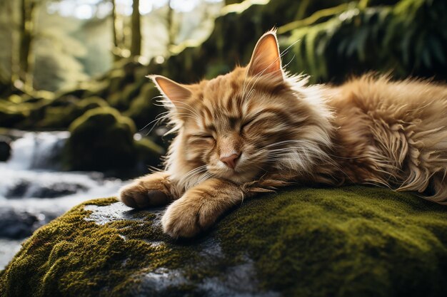 El papel tapiz natural del gato es lindo.