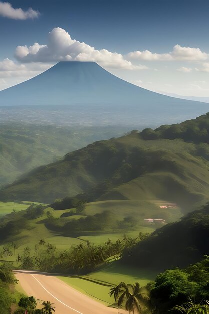 Foto papel tapiz natural de hermoso escenario ultra realista casa y vista urbana