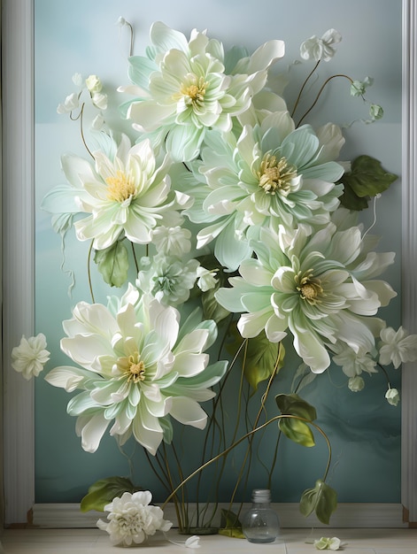papel tapiz papel tapiz 3d en el estilo de verde claro y blanco alegre celebración de la naturaleza softfo