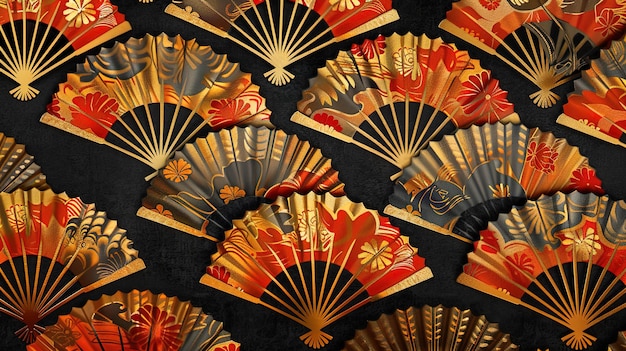 papel tapiz con patrón de abanico